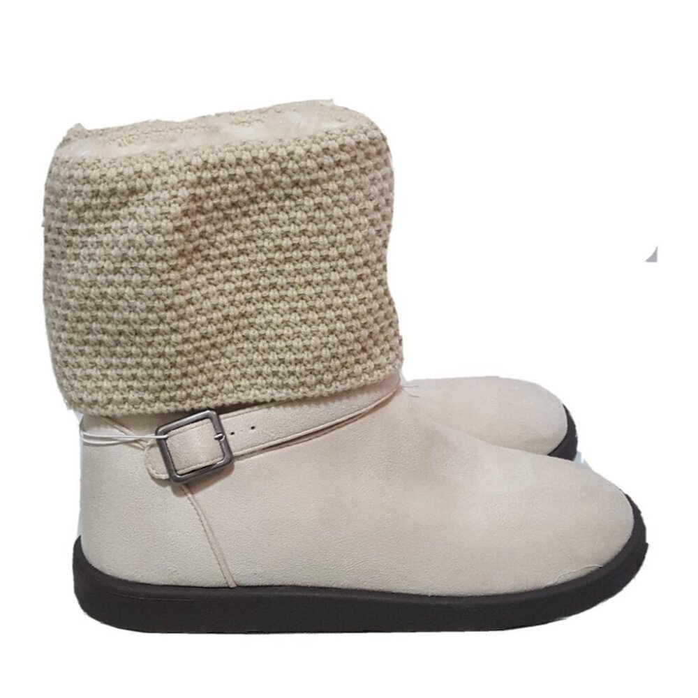 Joe Boxer Boots Size 11 Sophia Faux Suede faux fur lining Bone‎